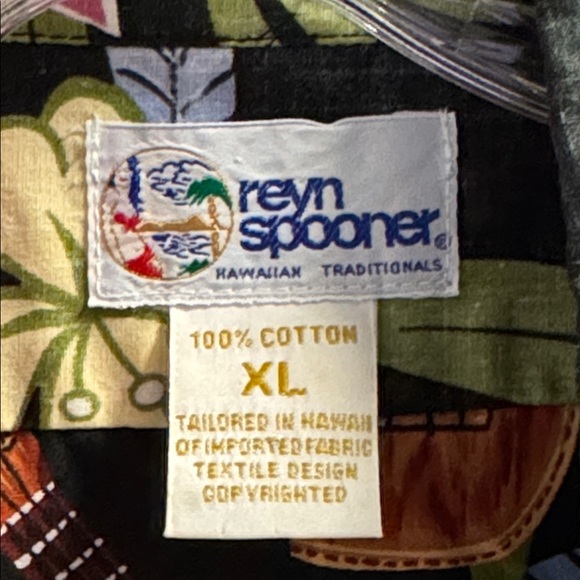 Reyn Spooner Hawaiian Aloha Shirt Black Floral Ukulele Tiki 100% Cotton Sz XL - Picture 3 of 10